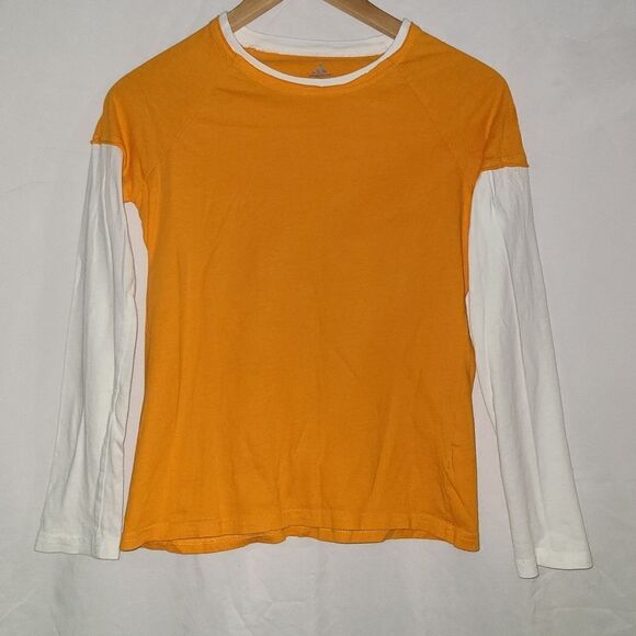 Adidas Orange White Long Sleeve Shirt Size S - Picture 1 of 8